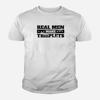 Mens Dad Of Triplets Fathers Day Three Babies Premium Kid T-Shirt - Seseable