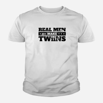 Mens Dad Of Twins Fathers Day Two Babies Premium Kid T-Shirt - Seseable