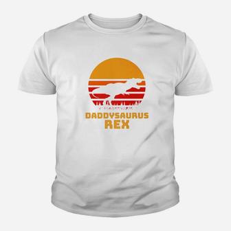 Mens Daddysaurus Rex Trex Sunset Dinosaur Fathers Day Kid T-Shirt - Seseable