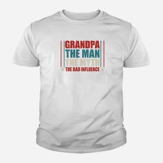 Mens Grandpa Man Myth Bad Influence Funny Fathers Day Gift Premium Kid T-Shirt - Seseable