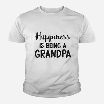 Mens Happiness Is Being A Grandpa Funny Papa Family Graphic Fathers Day Kid T-Shirt - Seseable