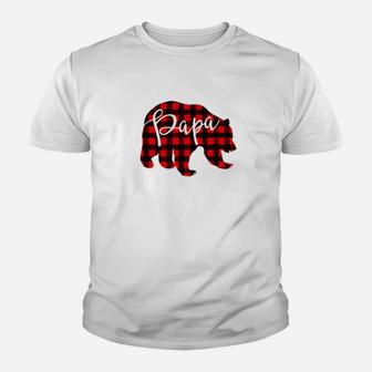 Mens Red Plaid Papa Bear Matching Pajama Family Buffalo Dad Daddy Premium Kid T-Shirt - Seseable