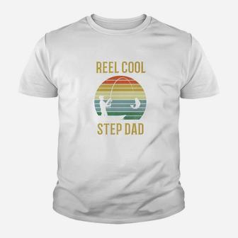 Mens Reel Cool Step Dad Fishing Fathers Day Gift Idea Stepdad Premium Kid T-Shirt - Seseable
