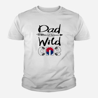Mens White Korean Dad Of The Wild One Birthday South Korea Flag Premium Kid T-Shirt - Seseable