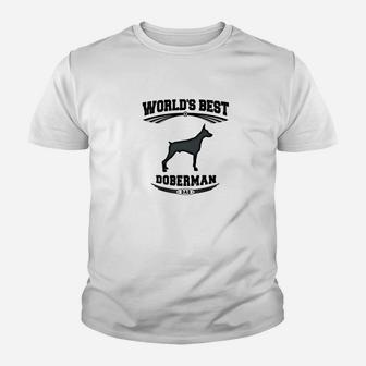 Mens Worlds Best Doberman Dog Dad Men Tee Shirts Kid T-Shirt - Seseable