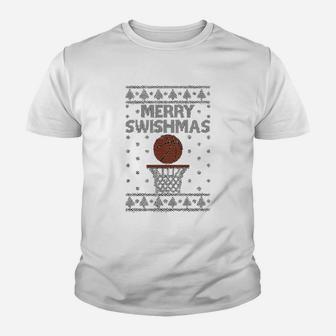 Merry Swishmas Basketball Christmas Ugly Kid T-Shirt - Seseable