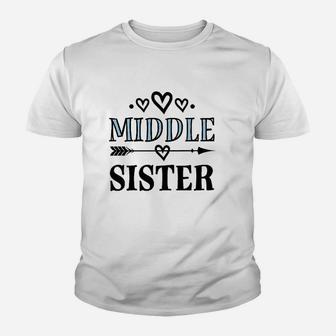 Middle Sister Announcement, sister presents Kid T-Shirt - Seseable