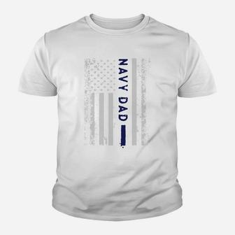 Military United States Proud Navy Dad Flag s Kid T-Shirt - Seseable