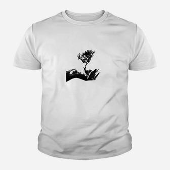 Minimalistisches Baum-Design Unisex Kinder Tshirt in Weiß, Öko-Mode - Seseable