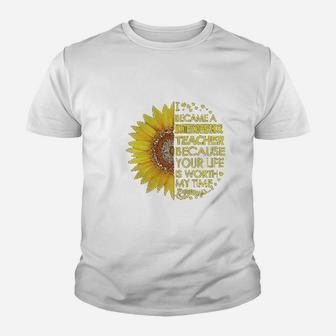 Montessori Preschool Teacher Sunflower Kid T-Shirt - Seseable