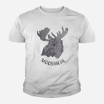 Moostache Dad Joke Funny Animal Moose Humor Kid T-Shirt - Seseable