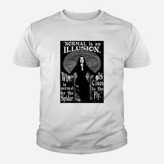 Morticia Addams-"normal Is An Illusion" Kid T-Shirt - Seseable