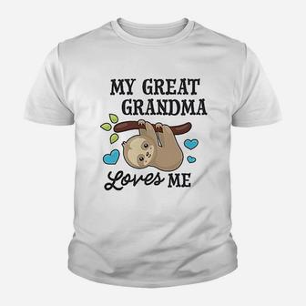 My Great Grandma Loves Me With Sloth And Hearts Youth T-shirt - Seseable