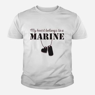 My Heart Belongs To A Marine Kid T-Shirt - Seseable