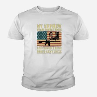 My Nephew Wears Combat Boots Proud Army Uncle Gift Kid T-Shirt - Seseable
