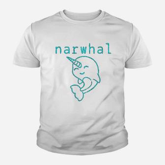 Narwhal Silhouette Vintage Distressed Look Kid T-Shirt - Seseable