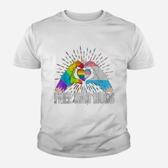Official Free Dad Hugs Rainbow Lgbt Trans Gay Pride Fathers Day Kid T-Shirt - Seseable