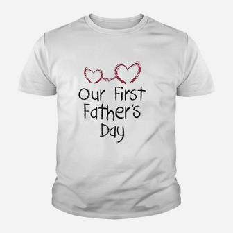 Our First Fathers Day Great Gift Idea For A New Dad Baby Kid T-Shirt - Seseable