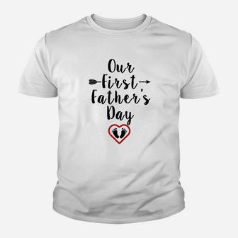 Our First Fathers Day Outfits For Dad And Baby Kid T-Shirt - Seseable