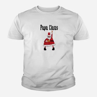 Papa Claus Funny Rocker Christmas Hipster Dad Father Kid T-Shirt - Seseable