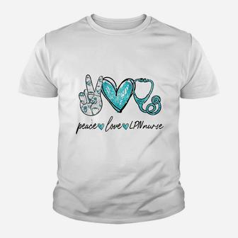 Peace Love Lpn Nurse Hand Sign Peace Lovers Kid T-Shirt - Seseable