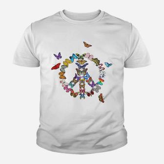 Peace Sign Butterfly Peace Symbol Graphic Kid T-Shirt - Seseable