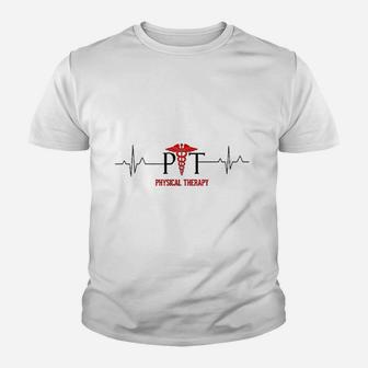 Physical Therapy Heartbeat Gift For Physical Therapist Kid T-Shirt - Seseable
