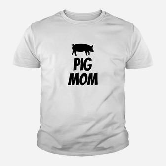 Pig Mom Funny Cute Pig Lover Barn Black Kid T-Shirt - Seseable