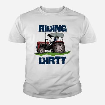 Pretty Farm Tractor Riding Dirty Shirt Kid T-Shirt - Seseable