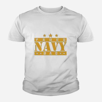 Proud Navy Dad Kid T-Shirt - Seseable