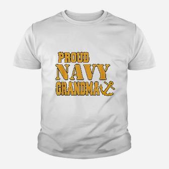 Proud Us Navy Grandma Military Pride Kid T-Shirt - Seseable