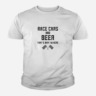 Race Track Gifts For Checkered Flag Fast Cars Beer Race Day Kid T-Shirt - Seseable