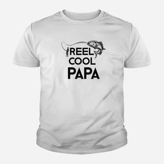 Reel Cool Papa Dad Grandpa Fishing Fathers Day Gift Kid T-Shirt - Seseable