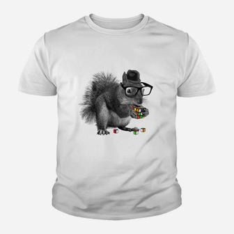 Rubik S Cube Hipster Squirrel Kid T-Shirt - Seseable
