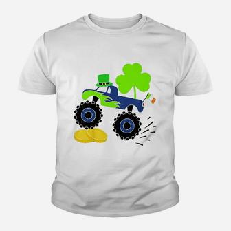 Saint Patricks Day Gift For Monster Truck Lover Boy Shamrock Kid T-Shirt - Seseable