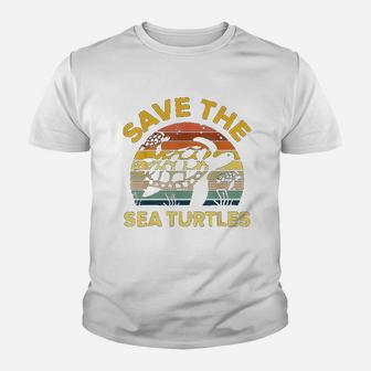 Save Sea Turtle Lover Vintage Skip A Straw Ocean Gift Kid T-Shirt - Seseable