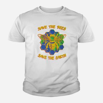 Save The Bees Save The Earth Vintage Earth Day Bee Kid T-Shirt - Seseable