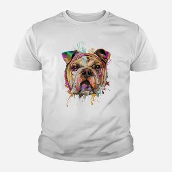 Splash Art English Bulldog Cute Bulldog Gifts Kid T-Shirt - Seseable