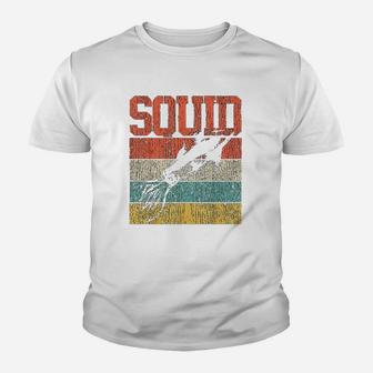 Squid Retro Vintage Marine Biologist Kid T-Shirt - Seseable