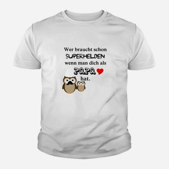 Superheld Papa Kinder Tshirt mit Comic Eulen Design, Lustiges Vatertag Tee - Seseable