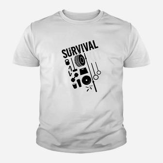 Survival-Print Kinder Tshirt für Herren in Schwarz und Weiß, Outdoor Motiv - Seseable