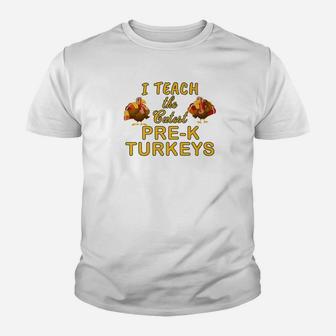 Teach Cutest Turkeys Prek Teacher Kid T-Shirt - Seseable
