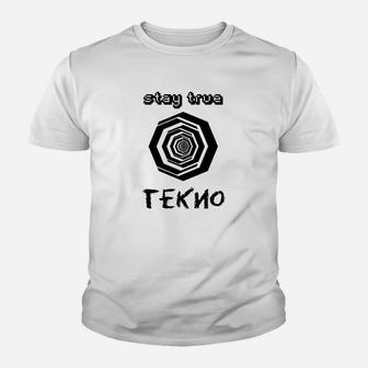 Tekno Hexagon Grafik Herren Weißes Kinder Tshirt, Stay True Design - Seseable