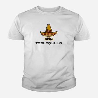 Teslaquila Wortspiel mit Sombrero Kinder Tshirt, Lustiges Herren Outfit - Seseable
