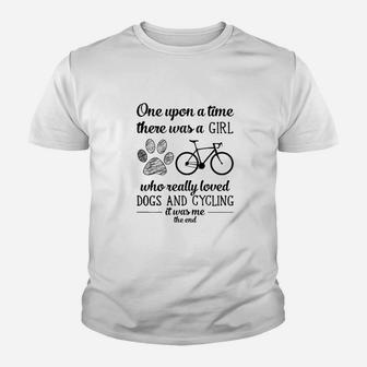 There Was A Girl Who Really Loved Dogs And Cycling Kid T-Shirt - Seseable