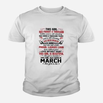This Girl Was Born In March This Girl Is Me Kid T-Shirt - Seseable