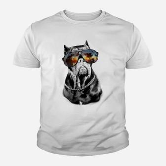 Top Bulldog With Sunglasses Humorous Kid T-Shirt - Seseable