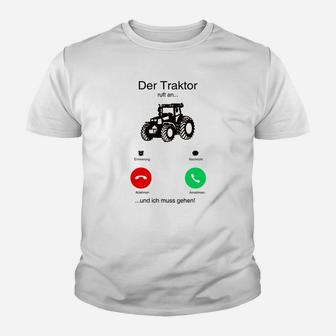 Traktor ruft lustiges Kinder Tshirt, Telefon-Witz für Landwirte - Seseable