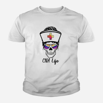 Tu Messy Skull Nurse Cna Life Nursing Tie Dye Gift Kid T-Shirt - Seseable
