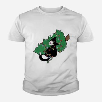 Tuxedo Cat Meowy Christmas Cat Kid T-Shirt - Seseable